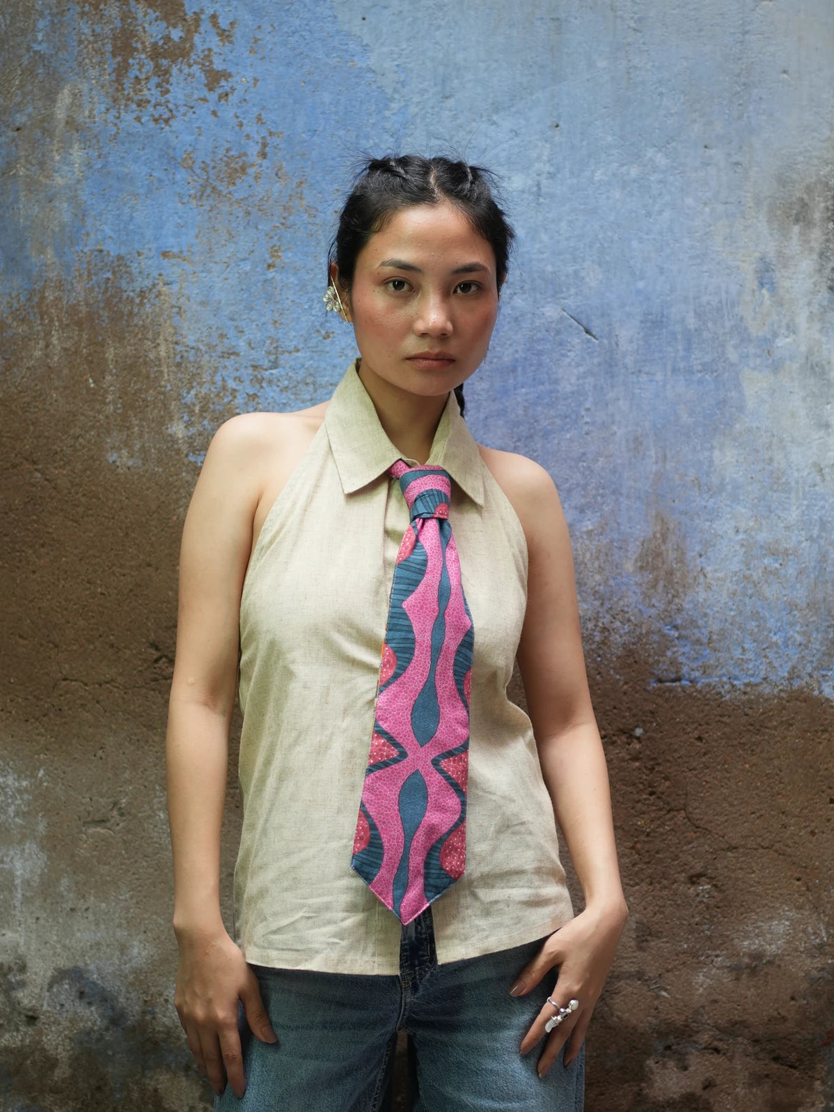 Leher Halter Top with Tie