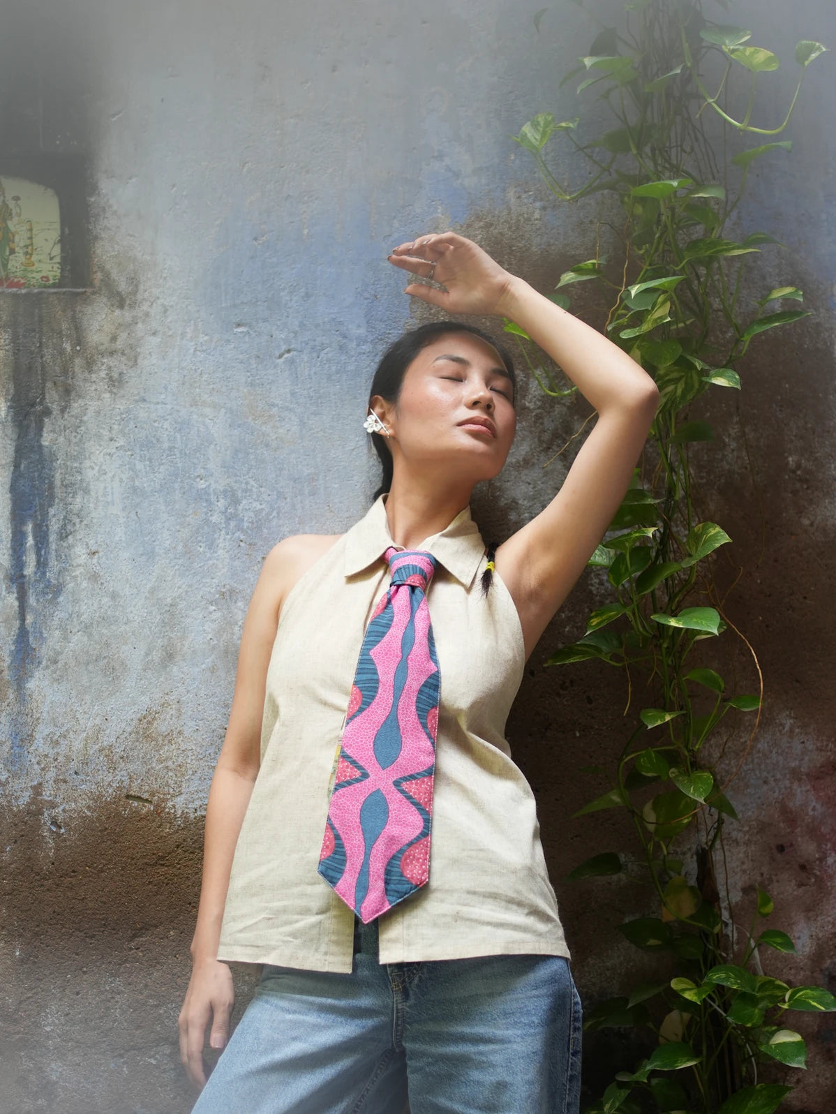 Leher Halter Top with Tie