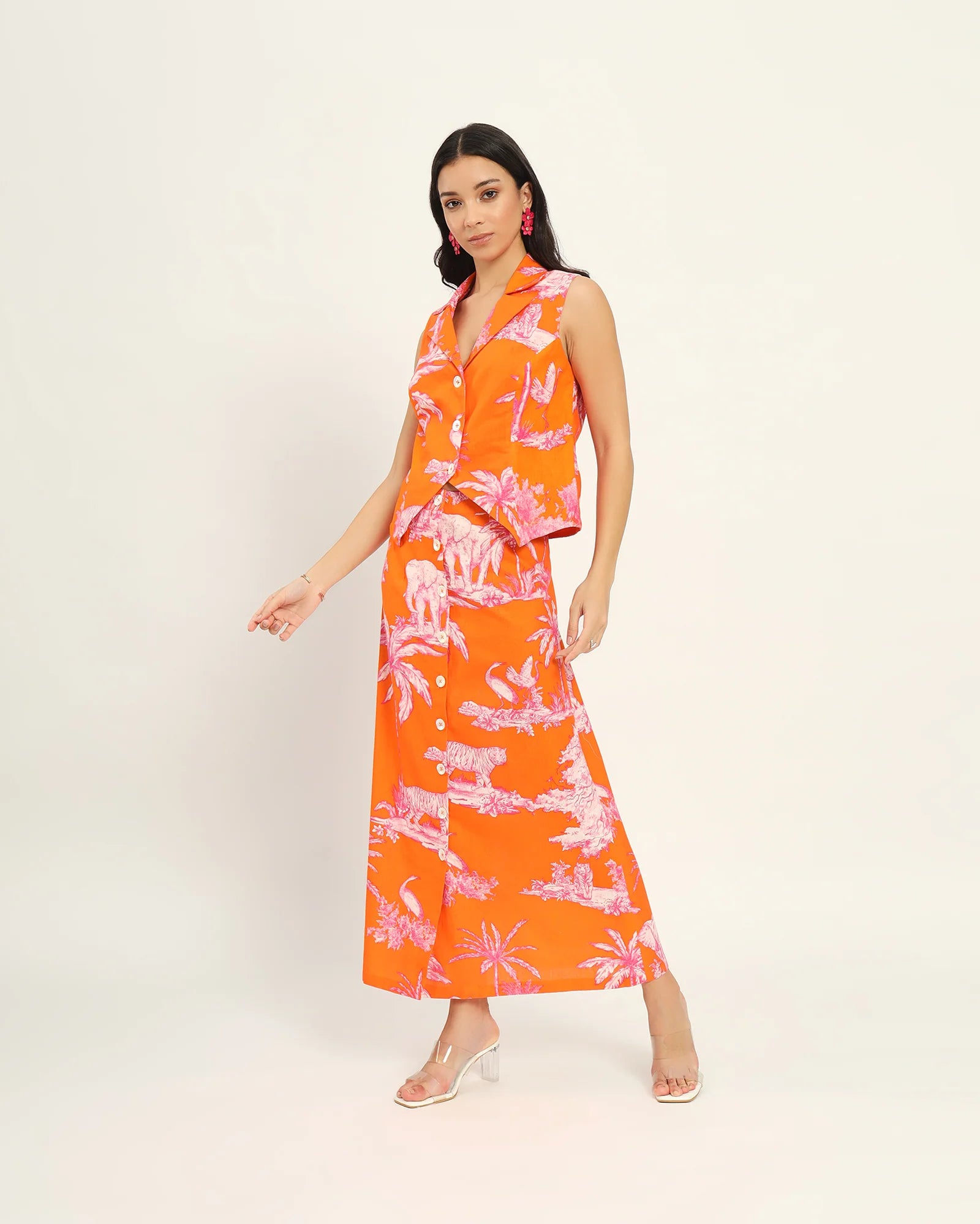 Orange Toile linen dress
