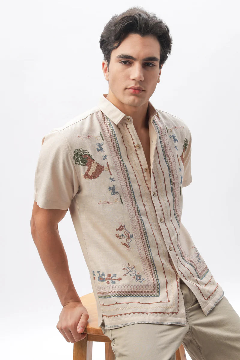 Founder’s Fav Story Intricate Embroidery Box Fit Shirt