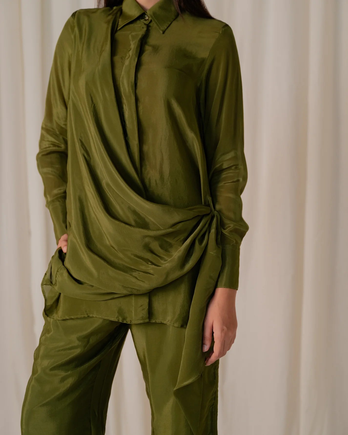 Green Flap Shirt Coord