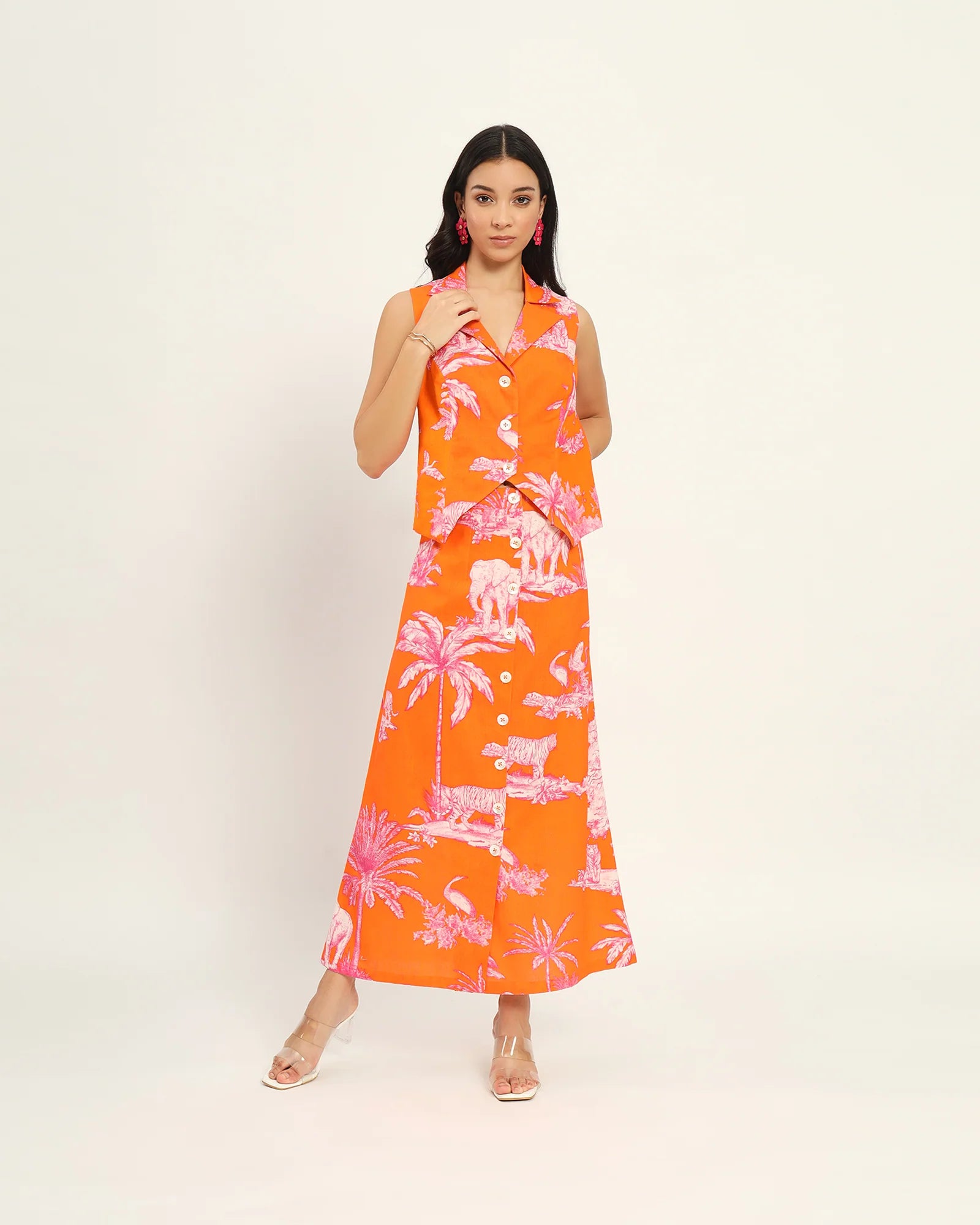 Orange Toile linen dress
