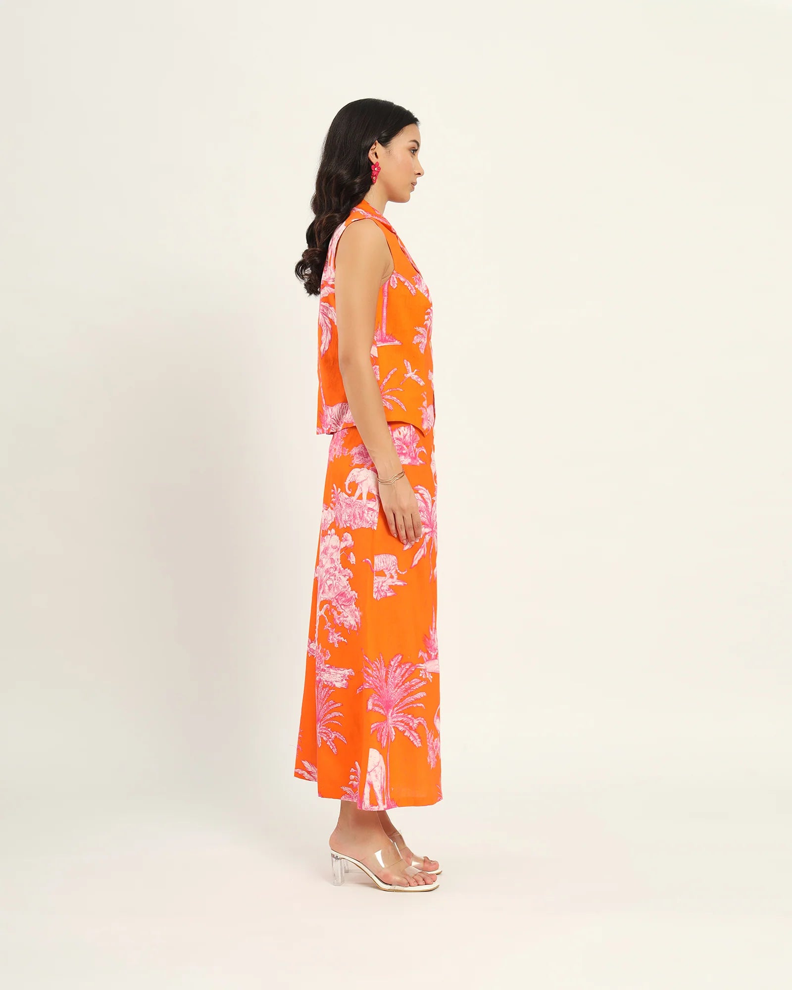 Orange Toile linen dress