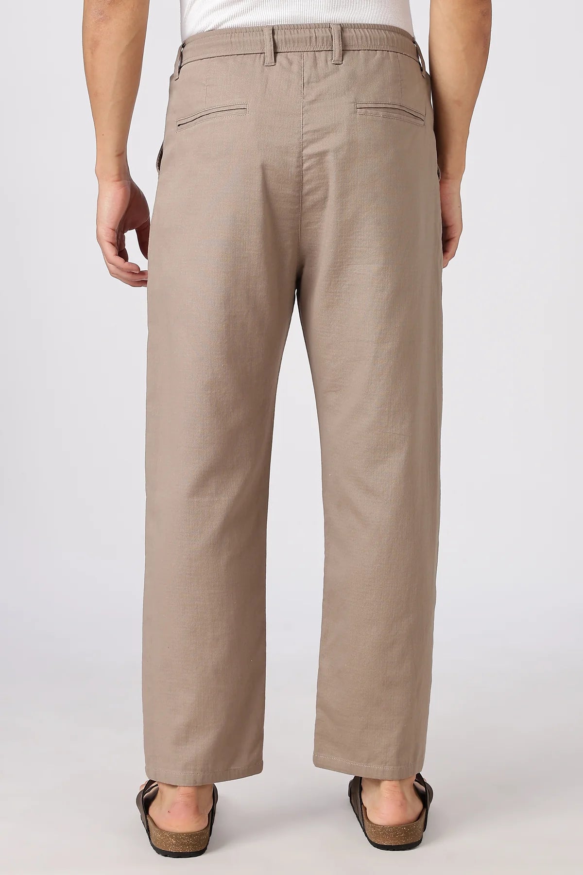 Linen-style 100% Cotton Straight Fit Beige Pant