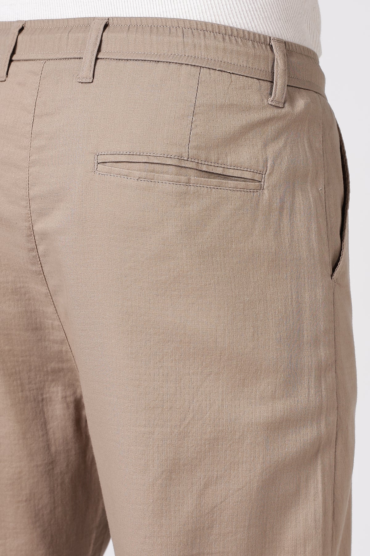 Linen-style 100% Cotton Straight Fit Beige Pant