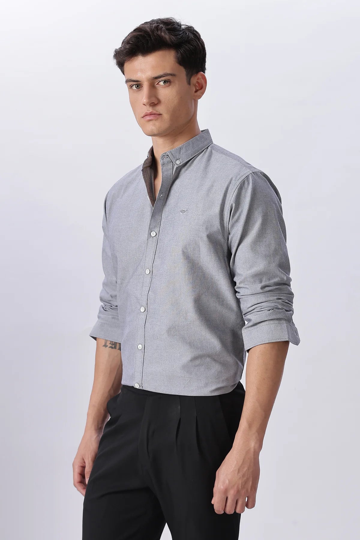 Milan Grey Pre-washed Oxford Shirt