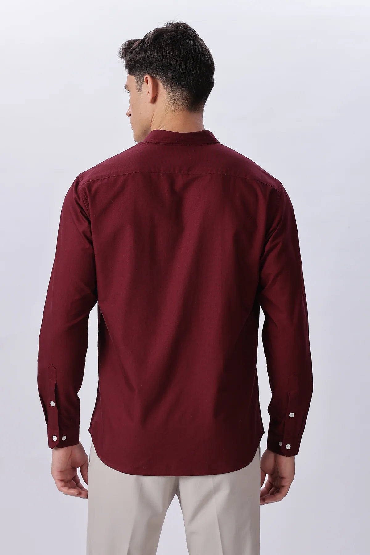 Bordeaux maroon Pre-washed Oxford Shirt