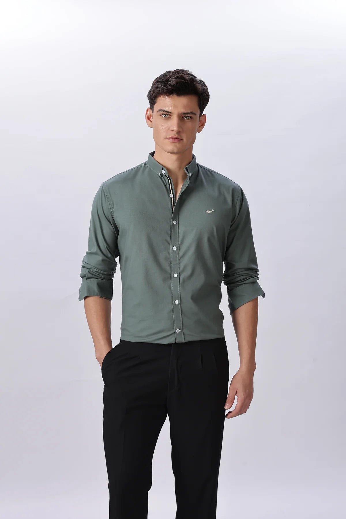 Olive Mist Pre-washed Oxford Shirt