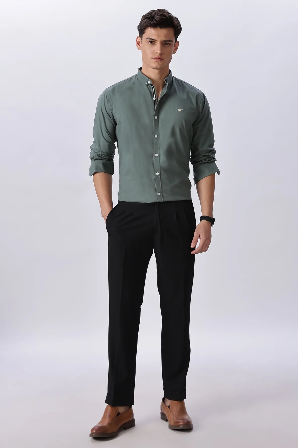 Olive Mist Pre-washed Oxford Shirt