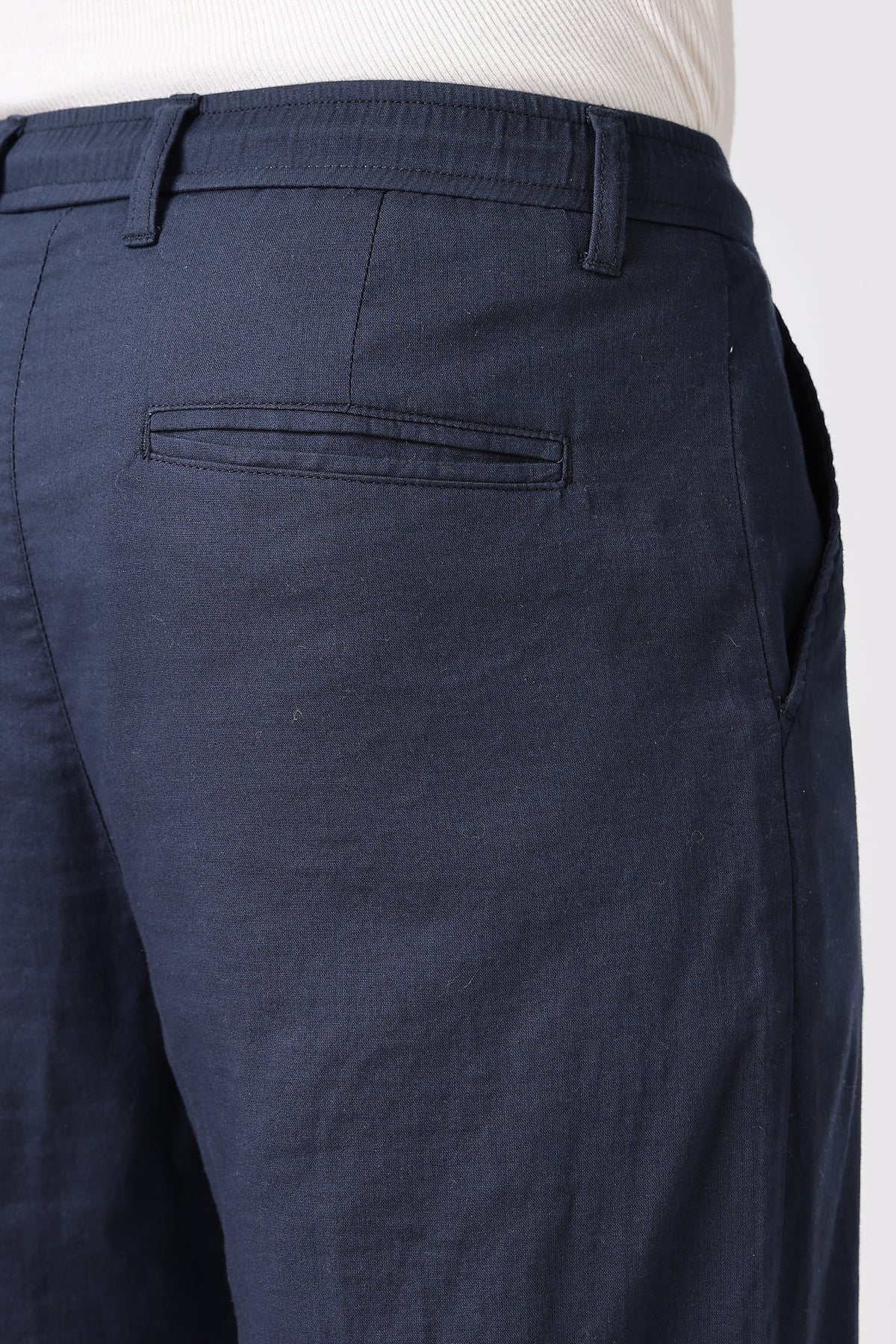 Linen-style 100% Cotton Straight Fit Navy Blue Pant