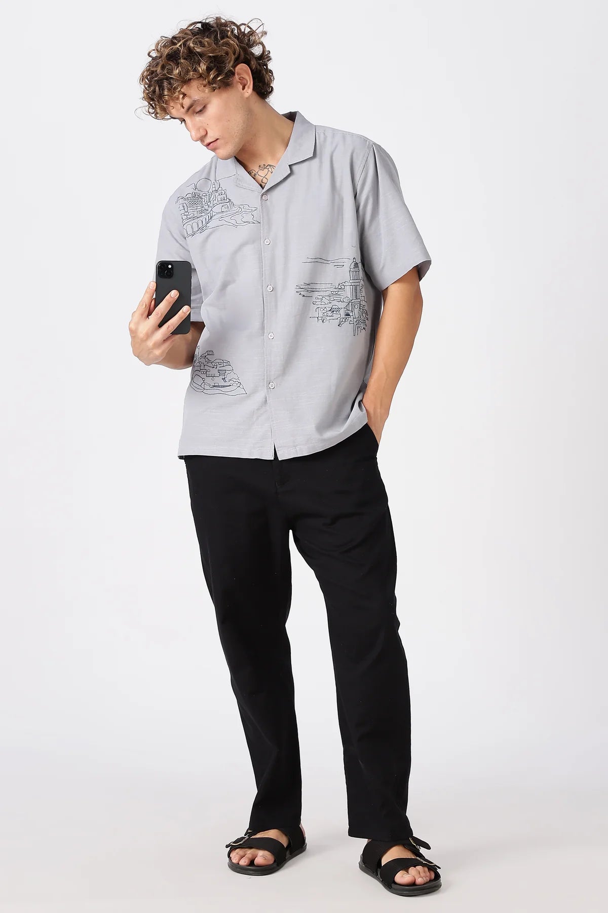 Linen-style 100% Cotton Straight Fit Black Pant