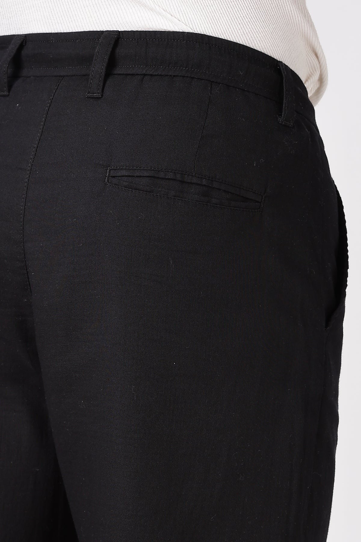 Linen-style 100% Cotton Straight Fit Black Pant