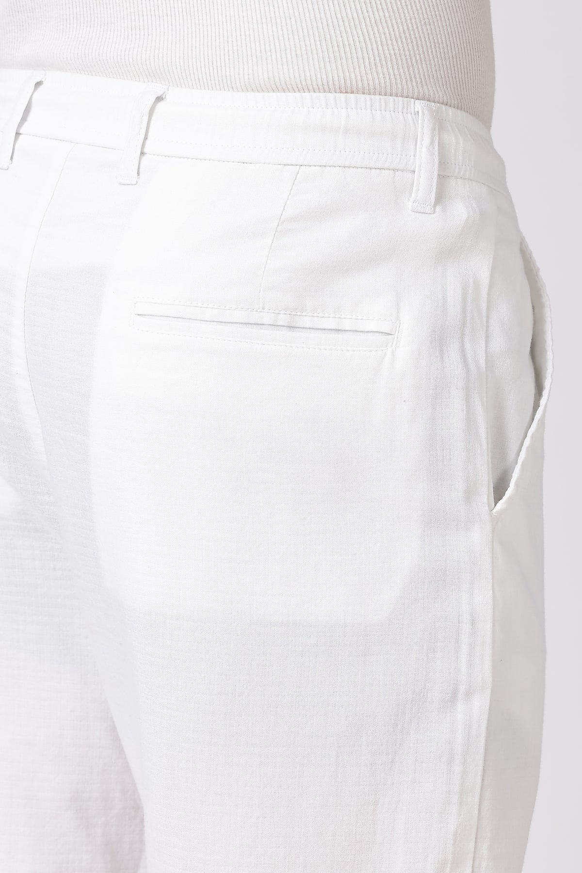 Linen-style 100% Cotton Straight Fit White Pant