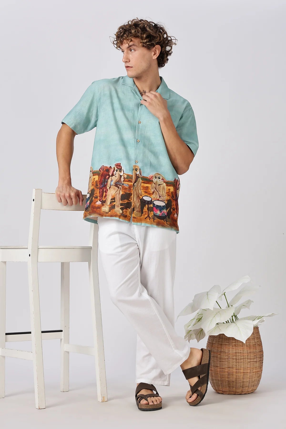 Linen-style 100% Cotton Straight Fit White Pant