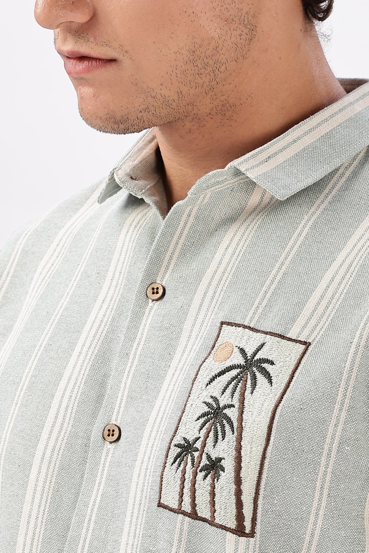 Coconut Conversations 100% Cotton Embroidered Shirt