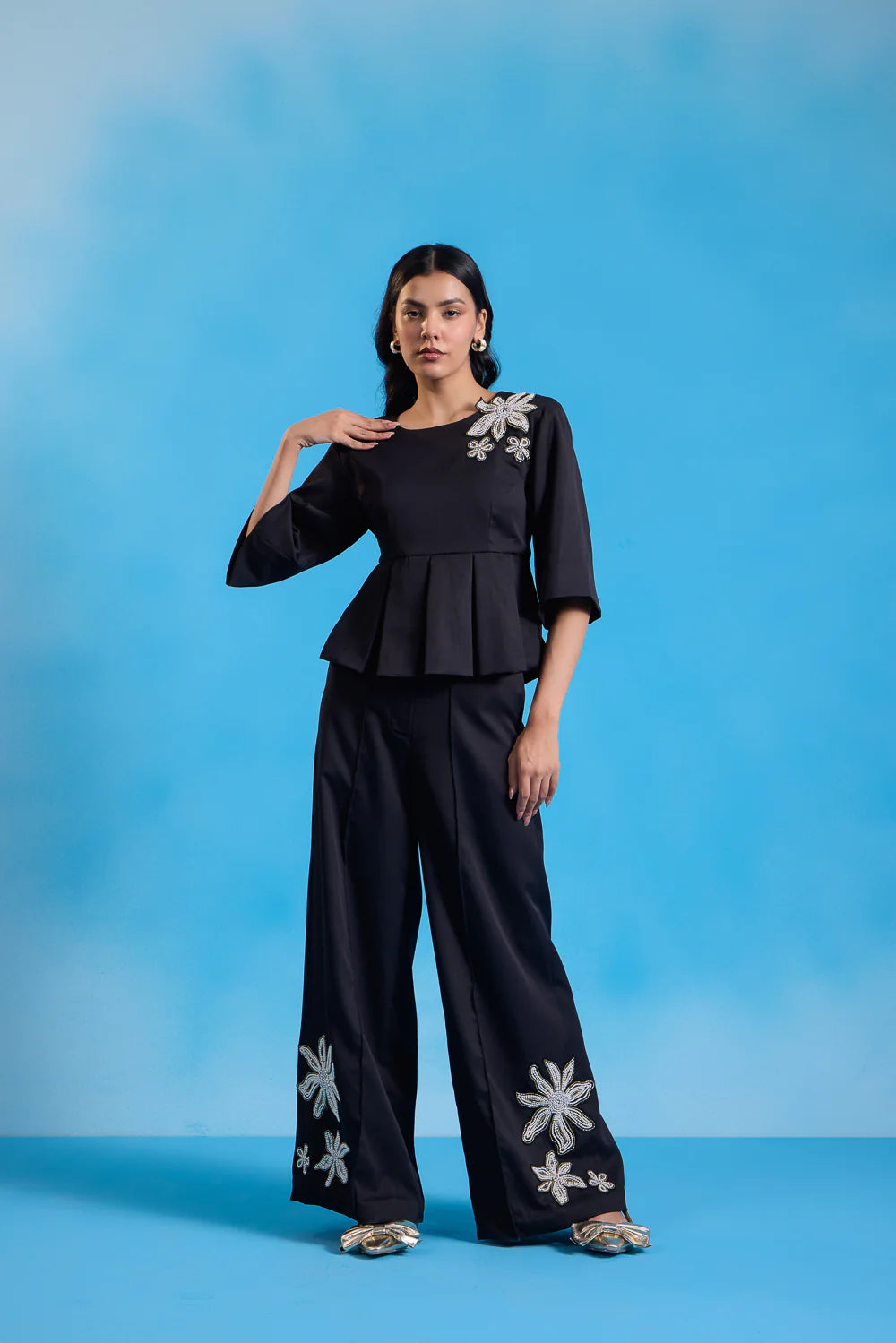 Starlit Noir Peplum Co-ord