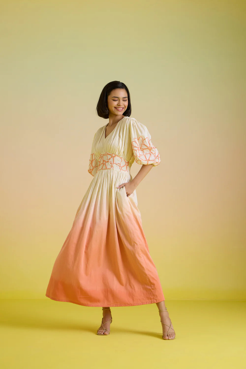 Sunset sorbet midi dress