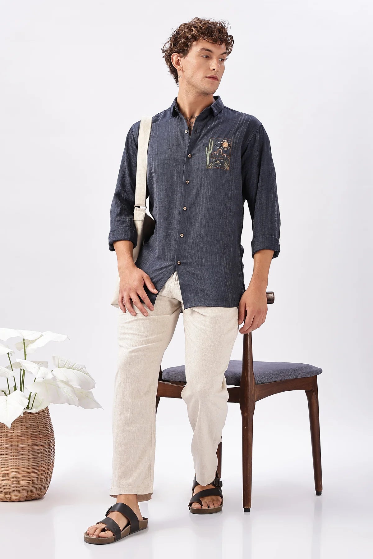 Midnight Mesa Embroidered Indigo Stripe Shirt