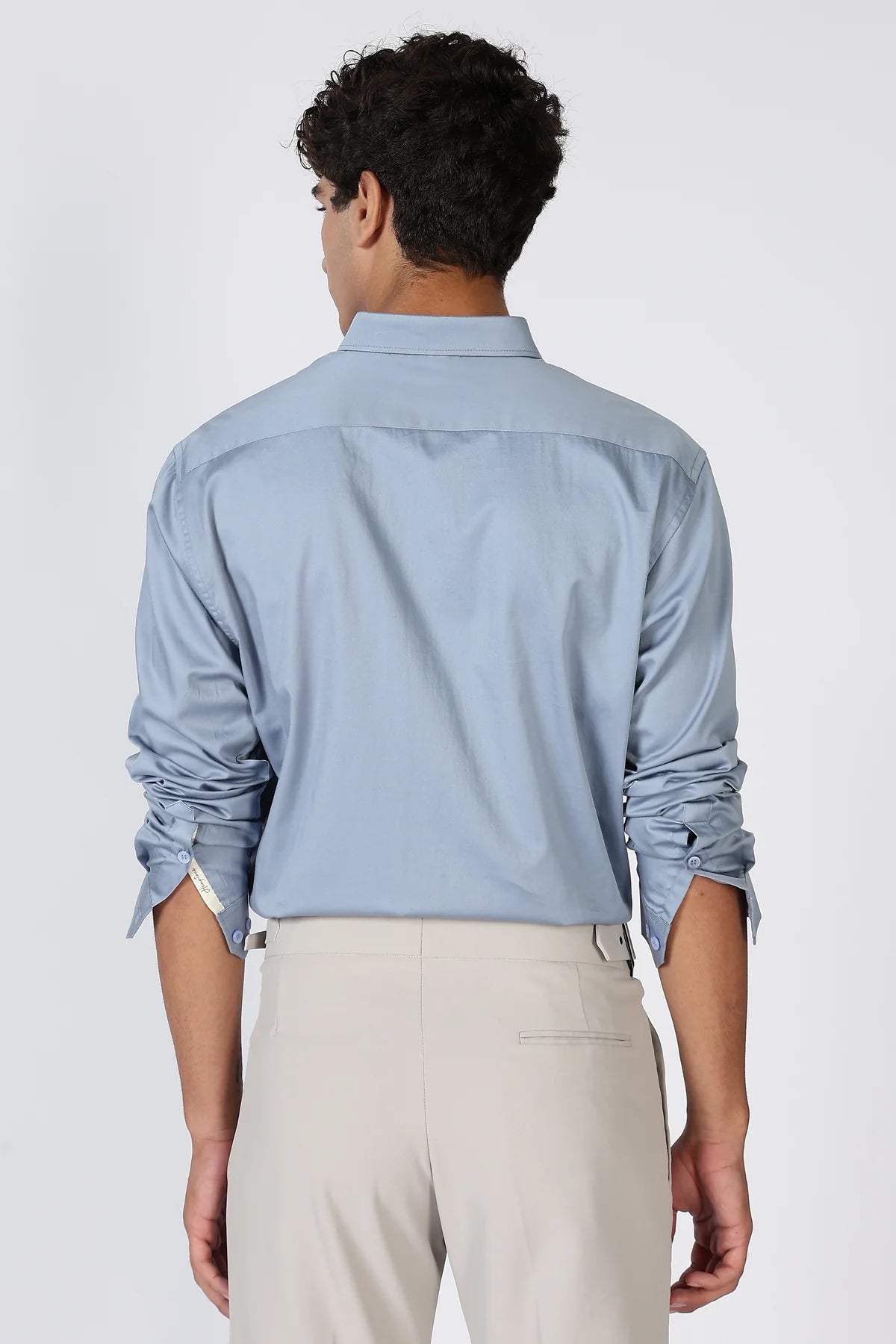 Steel Grey Cinematic Satin 100% Giza Cotton Shirt