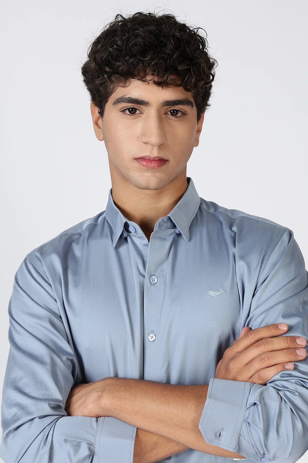 Steel Grey Cinematic Satin 100% Giza Cotton Shirt