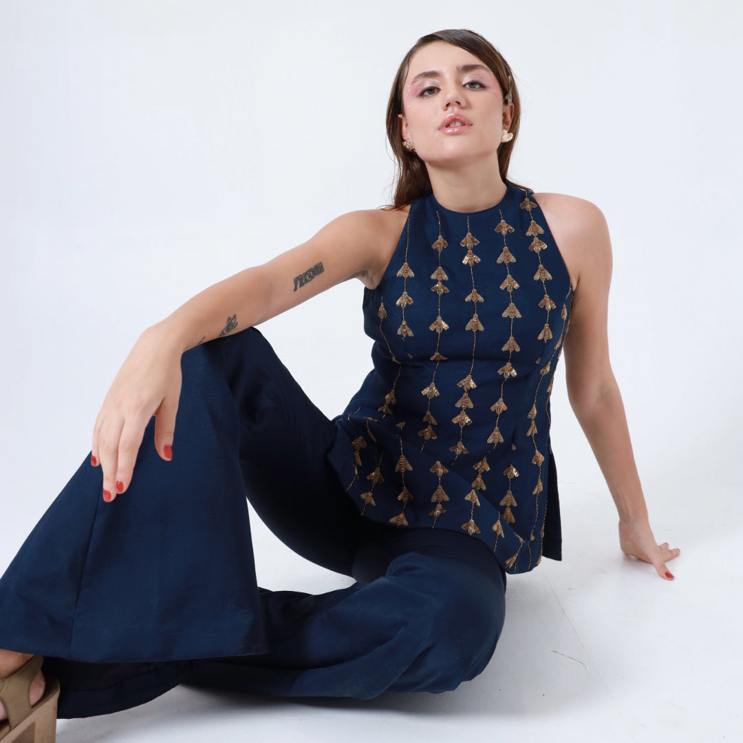 Nalynee Sky Blue  Embroidery Co-ord set