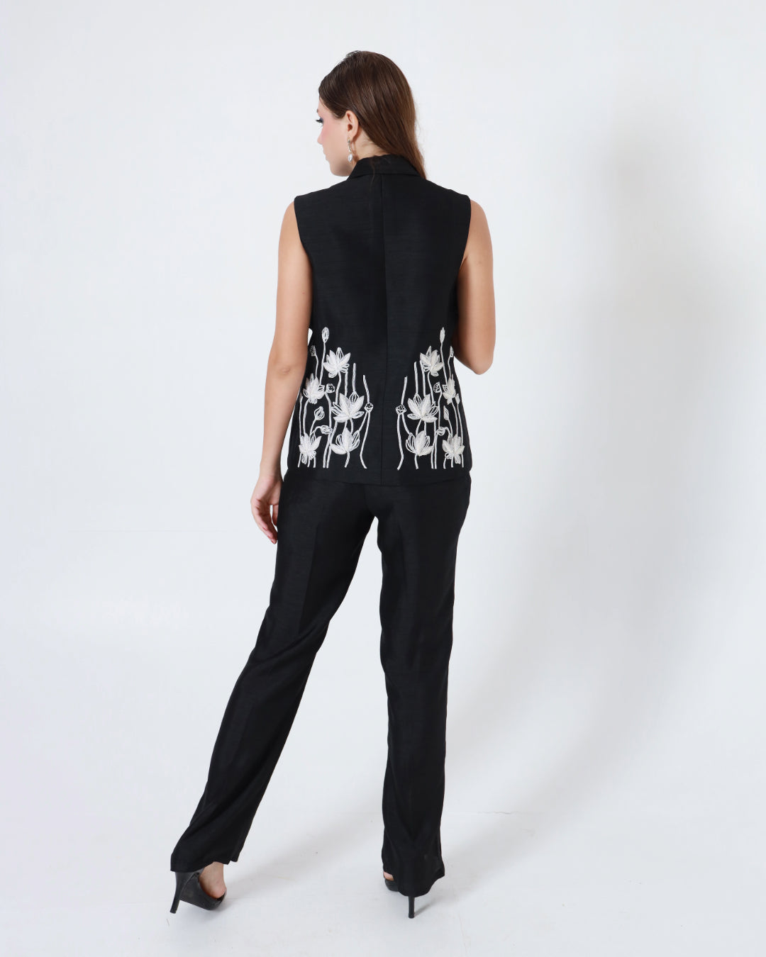 Black Organza Flower Jacket and Pant