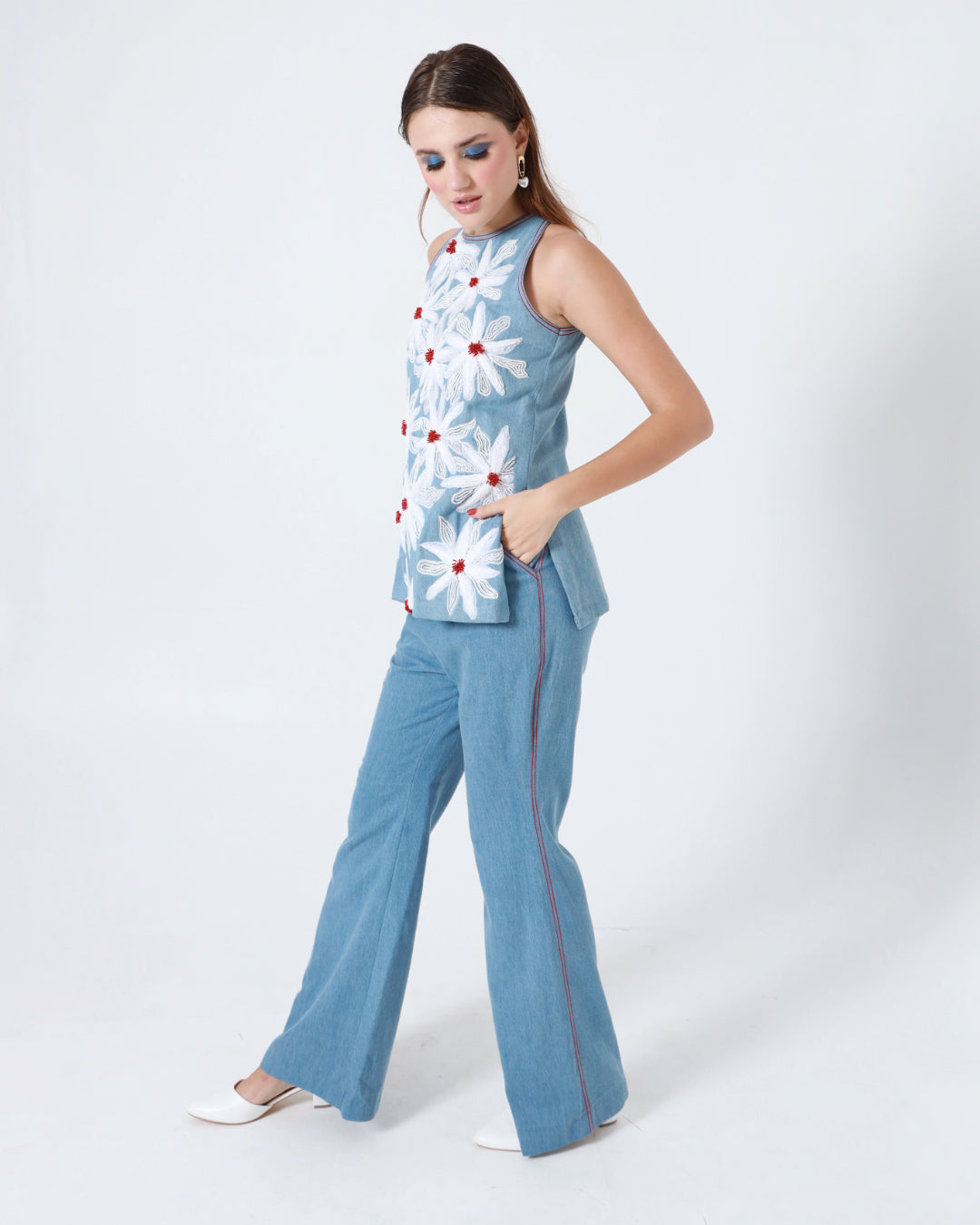 Halter Neck Top and Bell Bottom Pants