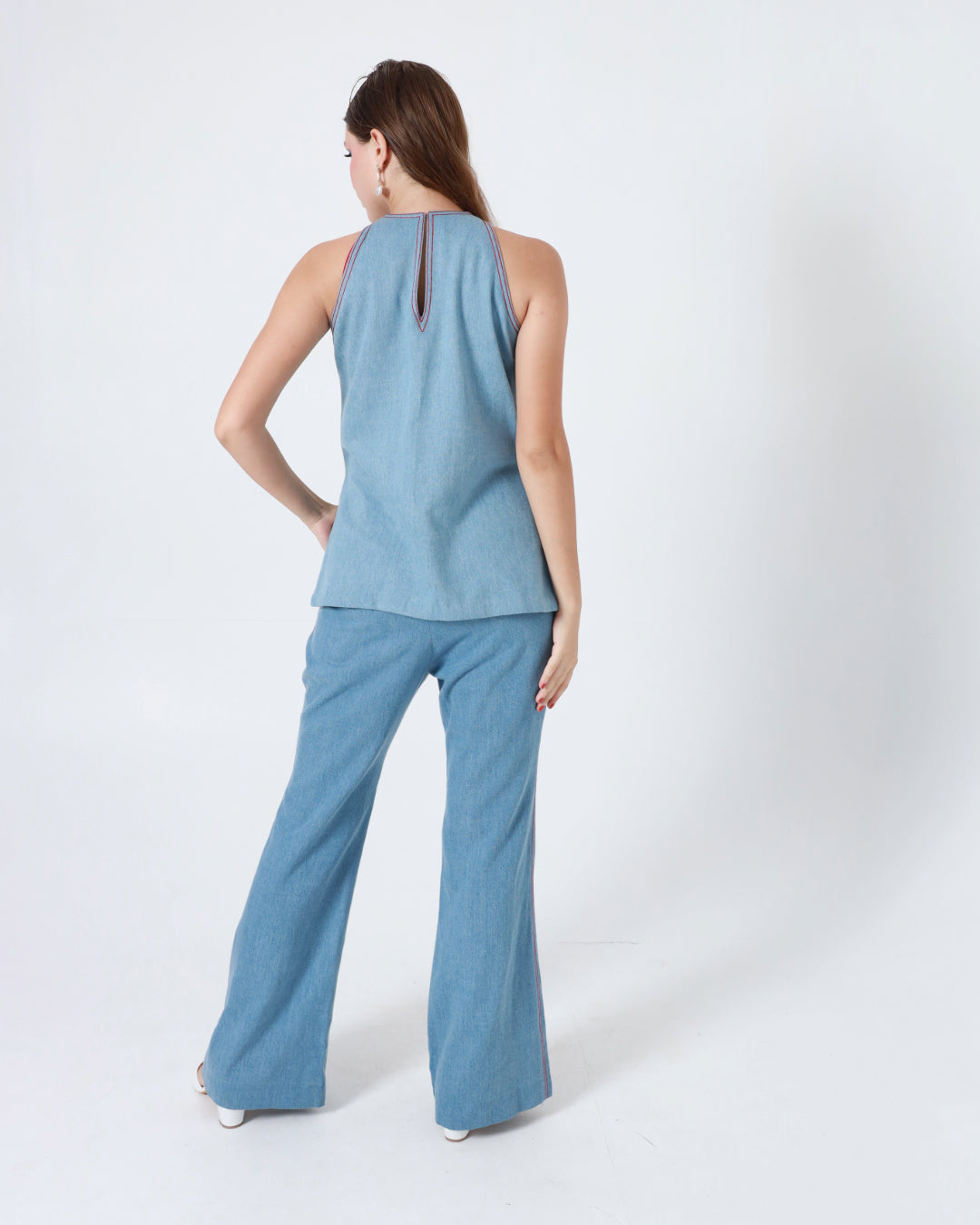 Halter Neck Top and Bell Bottom Pants