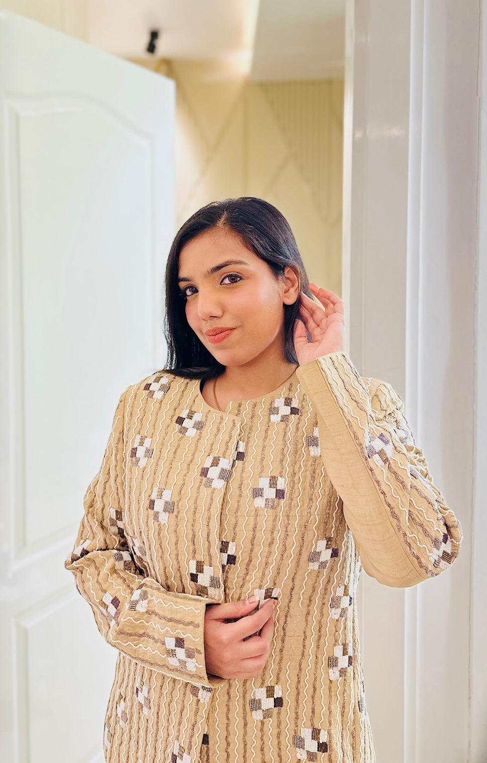 Gold Round Neck Blazer