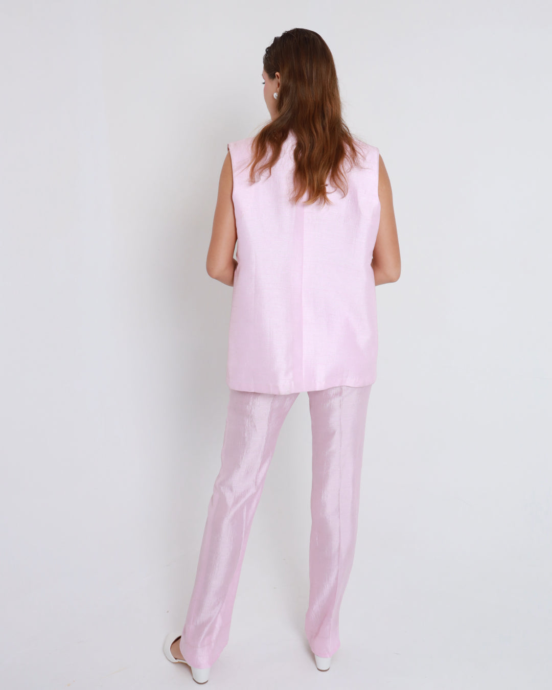 Pink Double Breast Cutwork Jacket and Pant