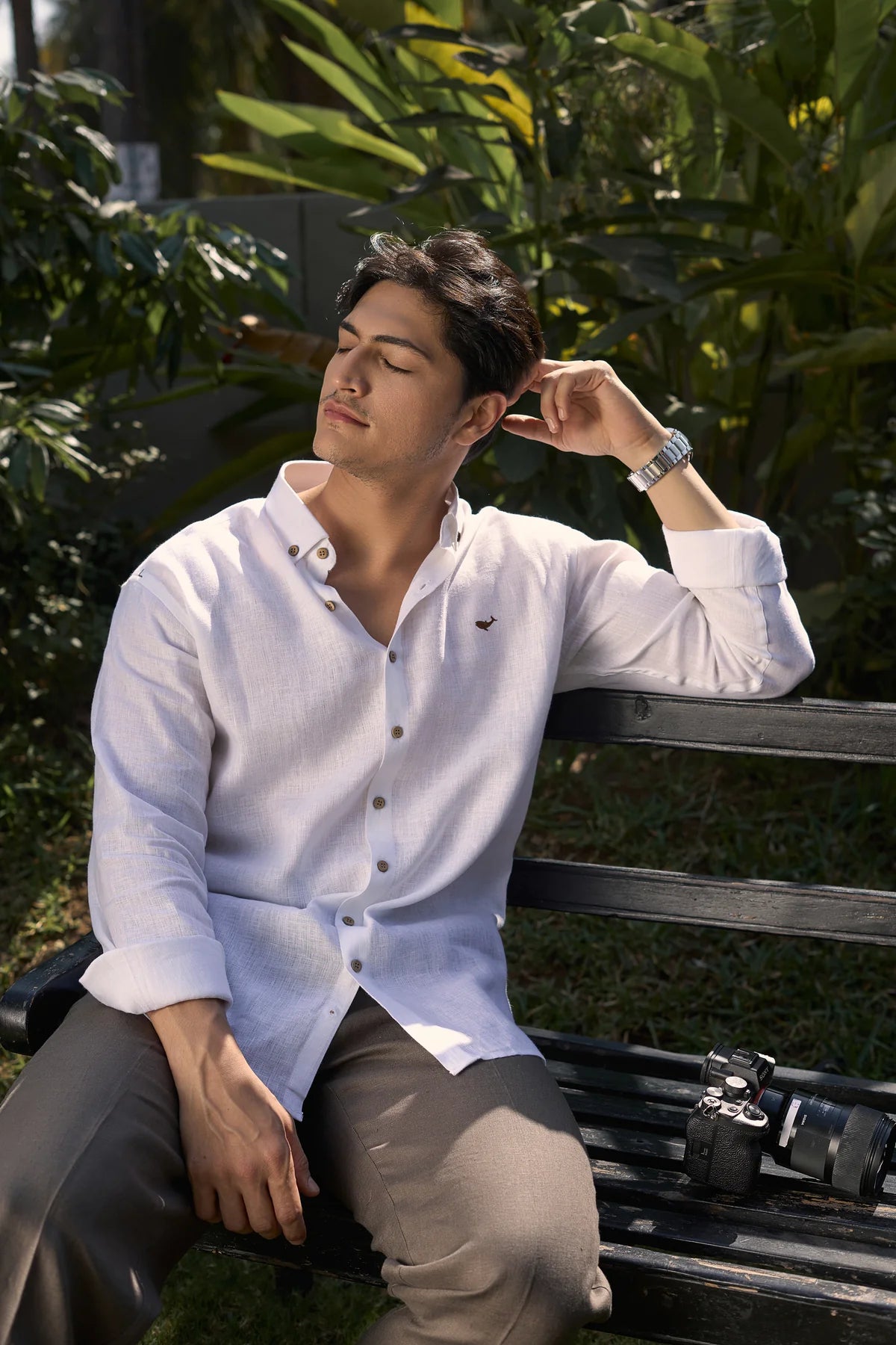 Warrington White Cotton-Linen Essential Shirt