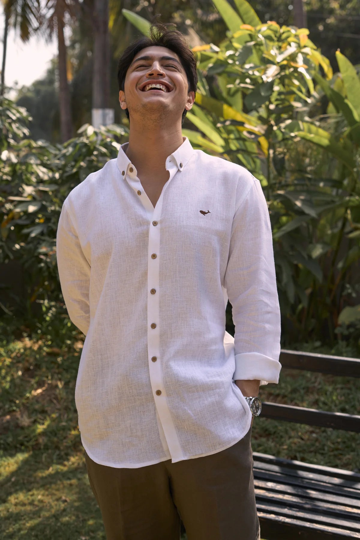 Warrington White Cotton-Linen Essential Shirt