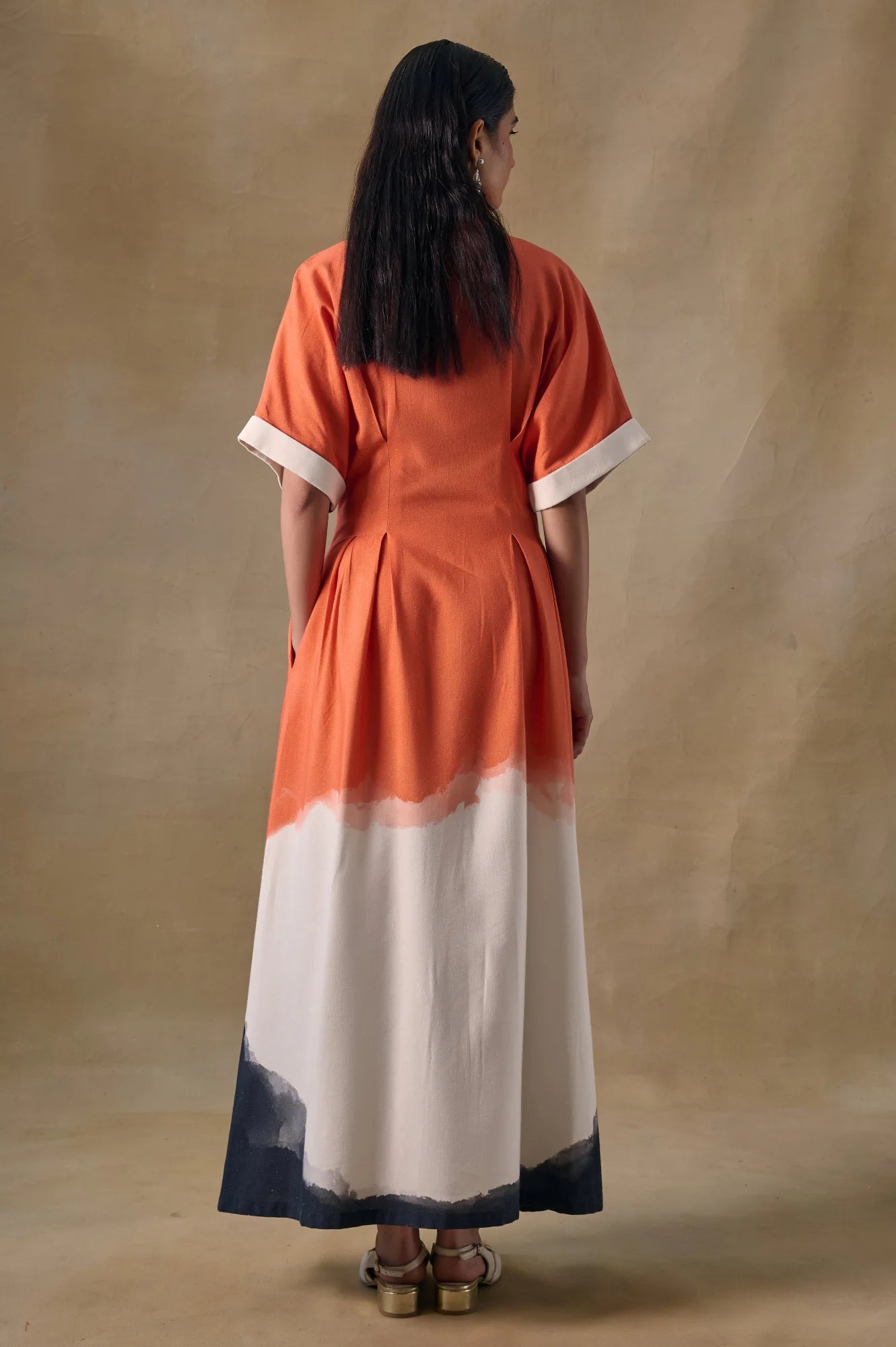 Orange Washed Kimono Dress