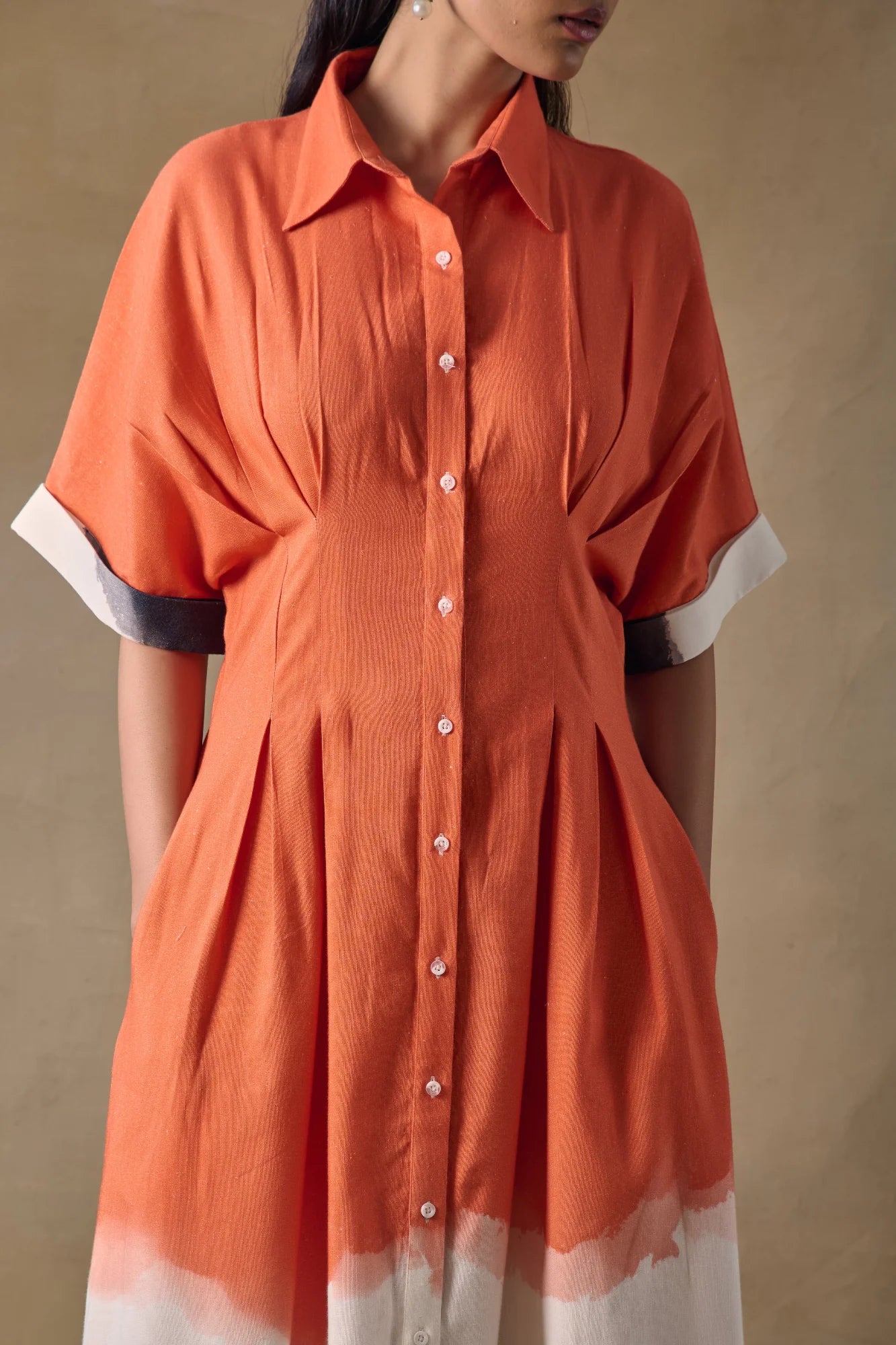 Orange Washed Kimono Dress
