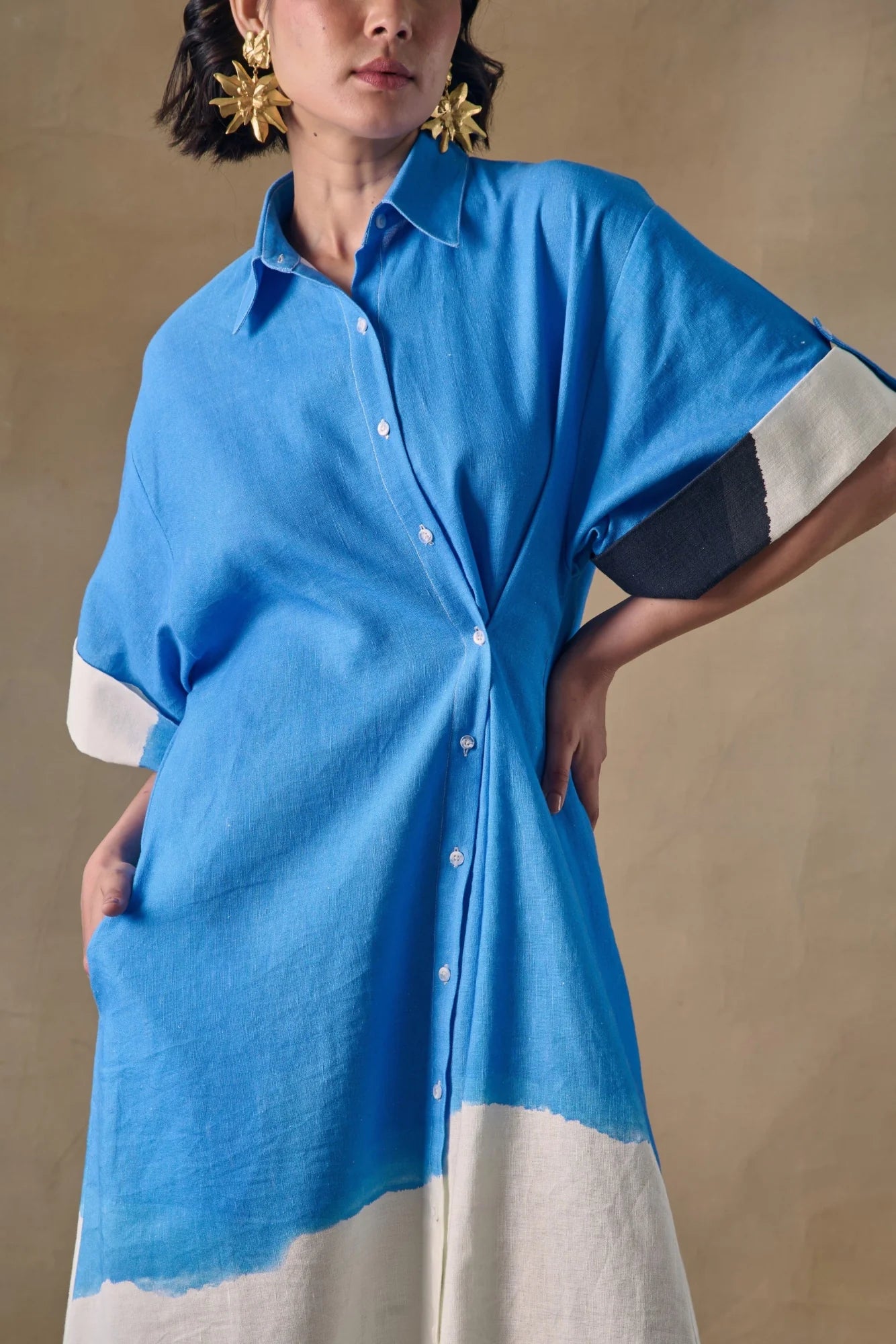 Blue Washed Asymmetrical Dress
