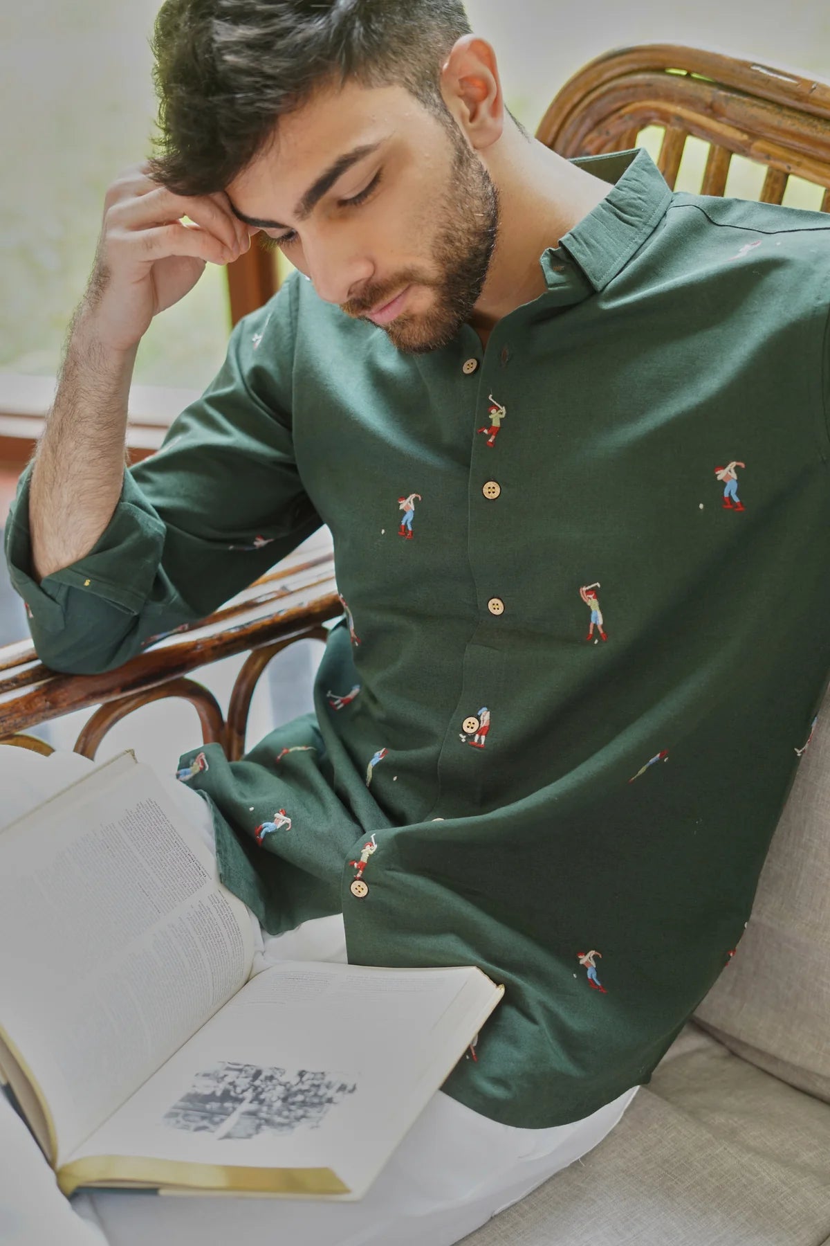 Hunter Green Golf Player Embroidered Shirt