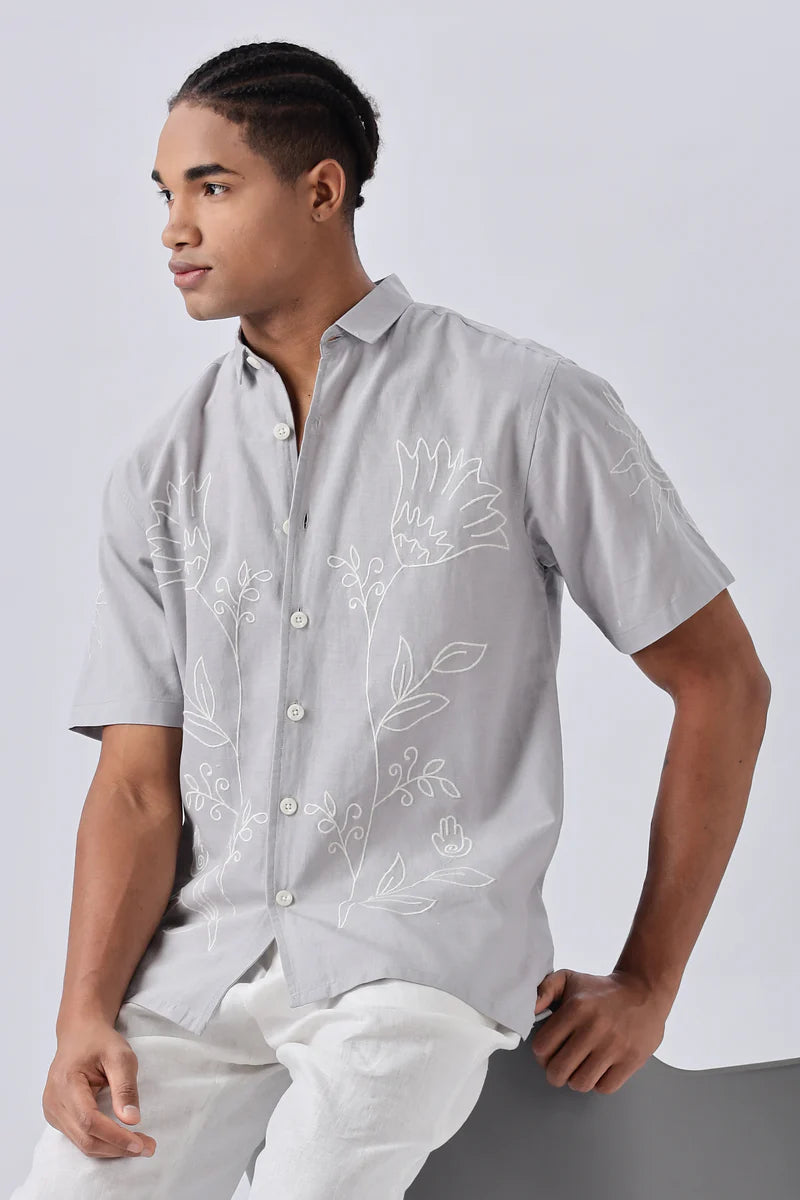 Corsica Floral Embroidery Box Fit Shirt