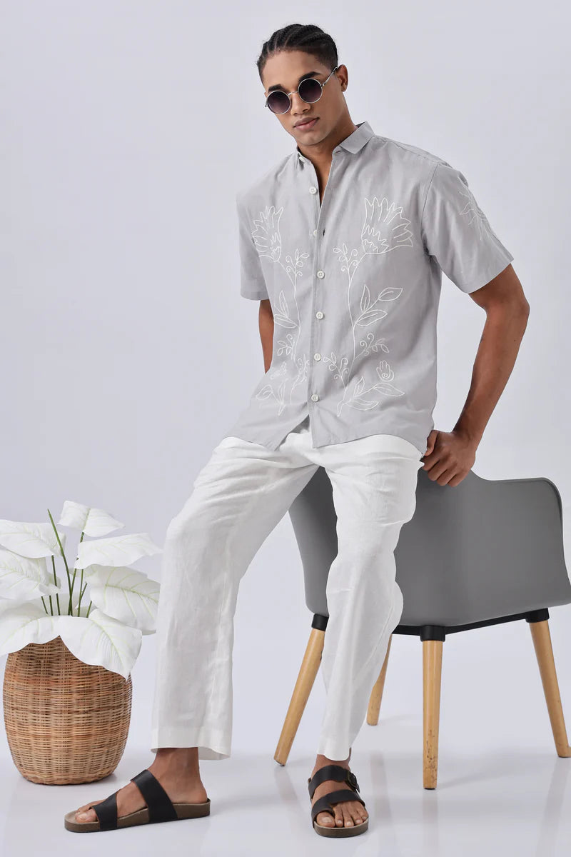 Corsica Floral Embroidery Box Fit Shirt
