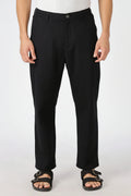 Linen-style 100% Cotton Straight Fit Black Pant