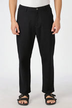 Linen-style 100% Cotton Straight Fit Black Pant