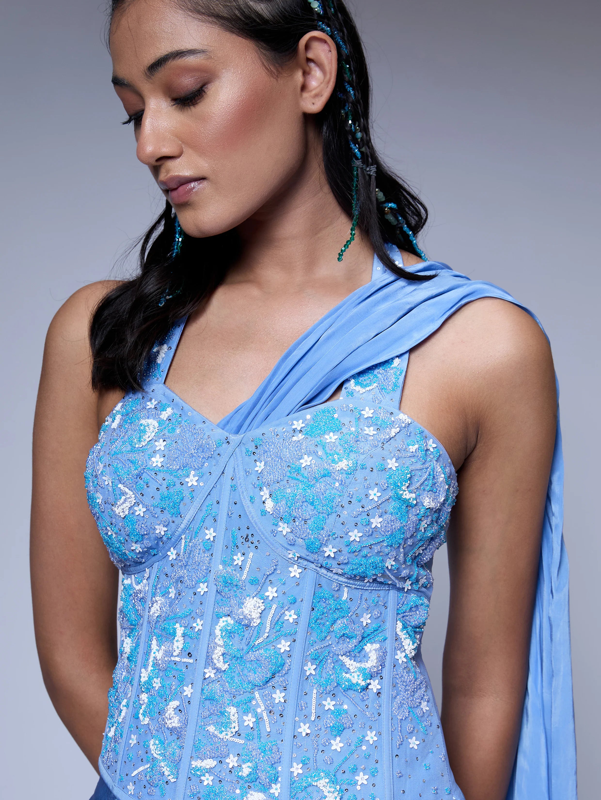 The Floral Burst Corset Saree Set