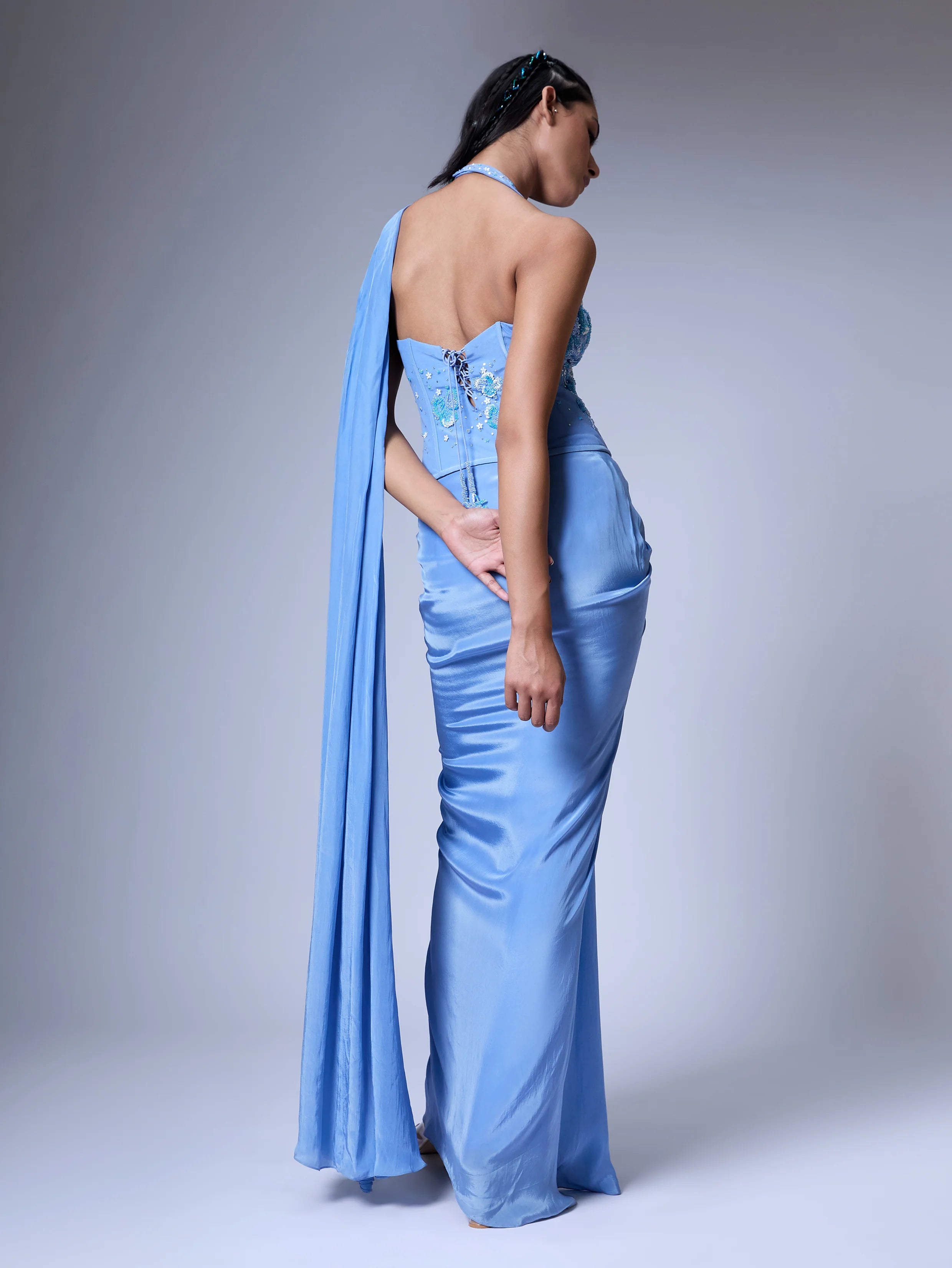 The Floral Burst Corset Saree Set