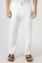 Linen-style 100% Cotton Straight Fit White Pant