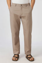 Linen-style 100% Cotton Straight Fit Beige Pant