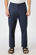 Linen-style 100% Cotton Straight Fit Navy Blue Pant