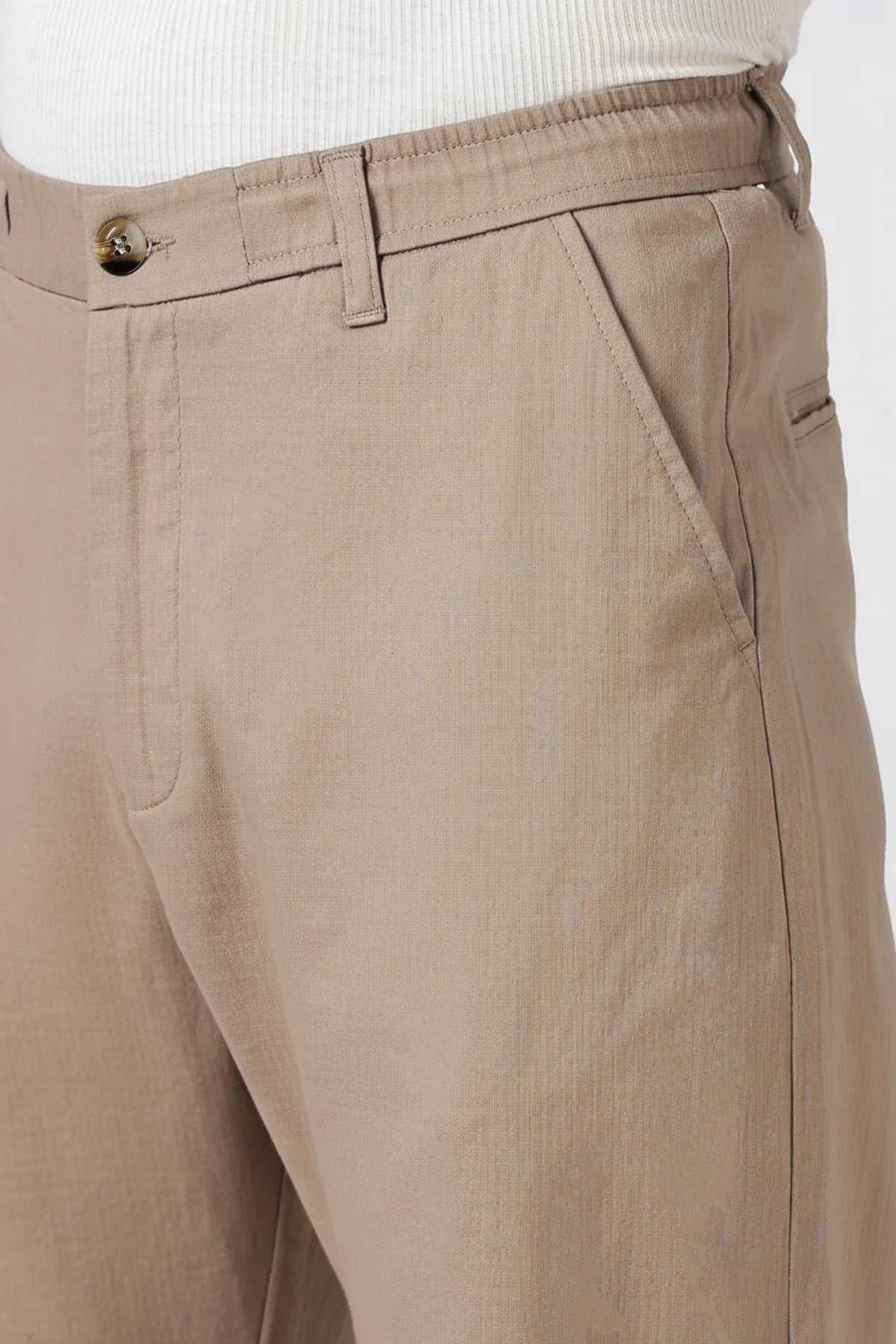 Linen-style 100% Cotton Straight Fit Beige Pant