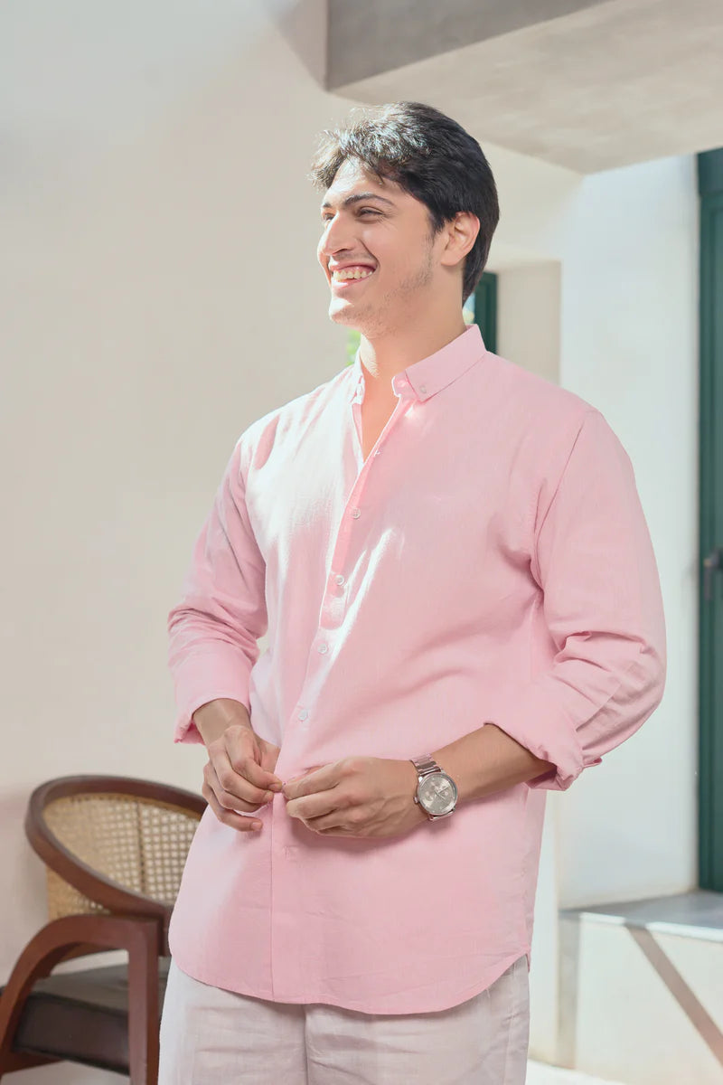 Arctic Pink Linen Blend Essential Shirt