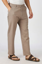 Linen-style 100% Cotton Straight Fit Beige Pant