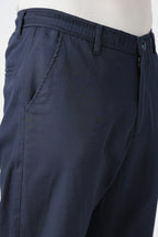Linen-style 100% Cotton Straight Fit Navy Blue Pant
