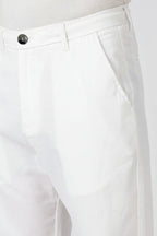 Linen-style 100% Cotton Straight Fit White Pant